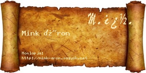 Mink Áron névjegykártya